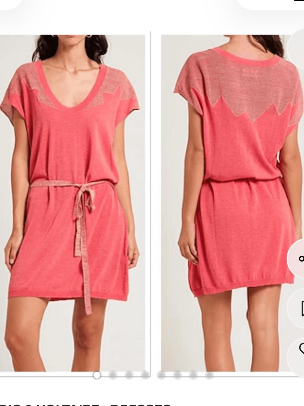 Zadig & Voltaire Coral-Pink Metallic Knit Rimo CNY Mini Dress L